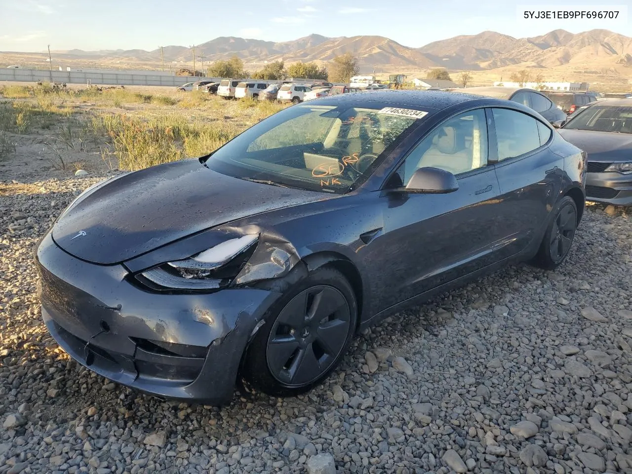 2023 Tesla Model 3 VIN: 5YJ3E1EB9PF696707 Lot: 74630234