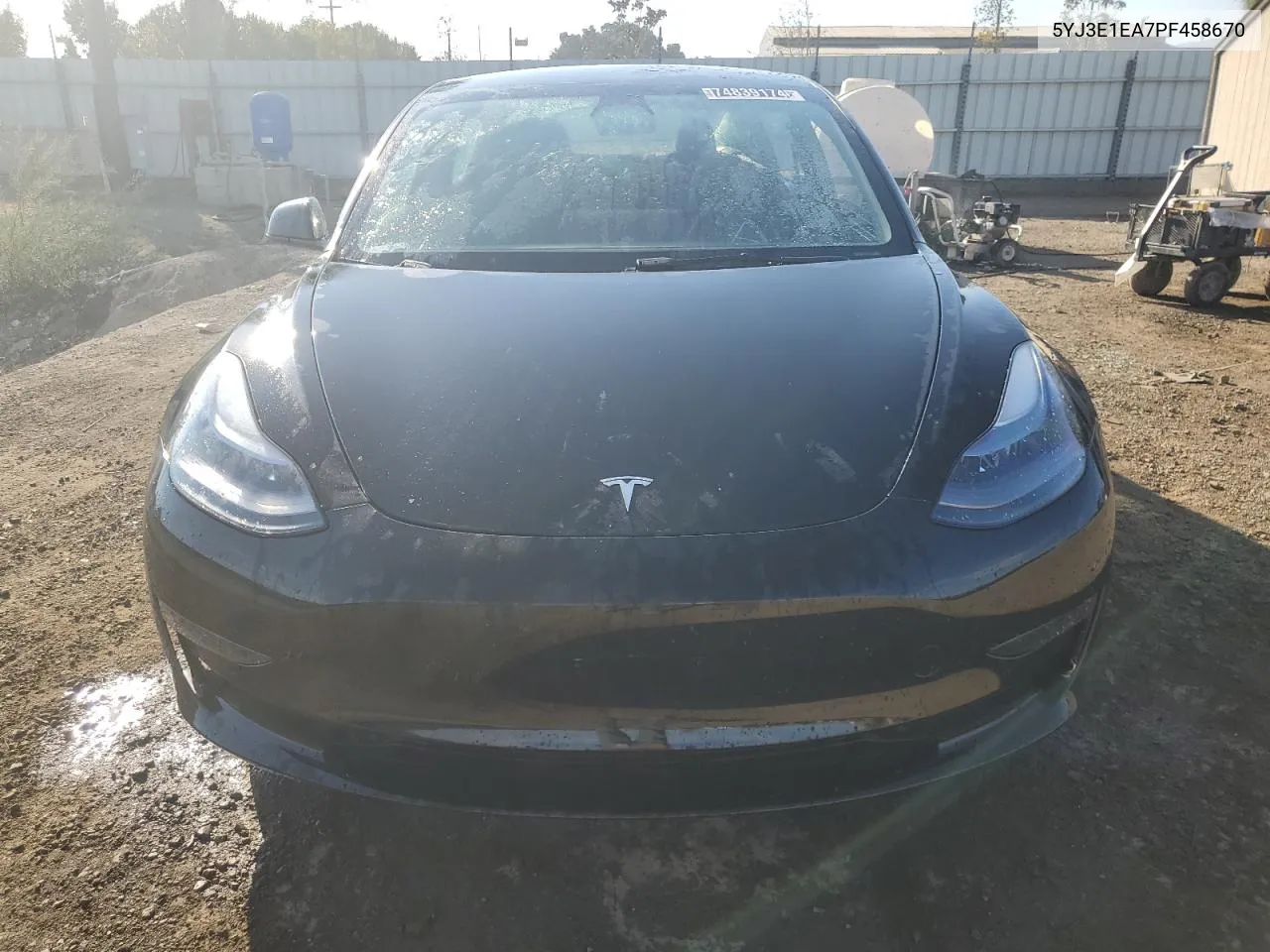 2023 Tesla Model 3 VIN: 5YJ3E1EA7PF458670 Lot: 74839174