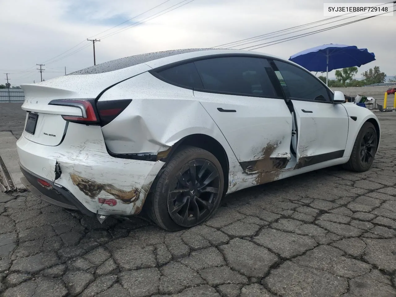 5YJ3E1EB8RF729148 2024 Tesla Model 3