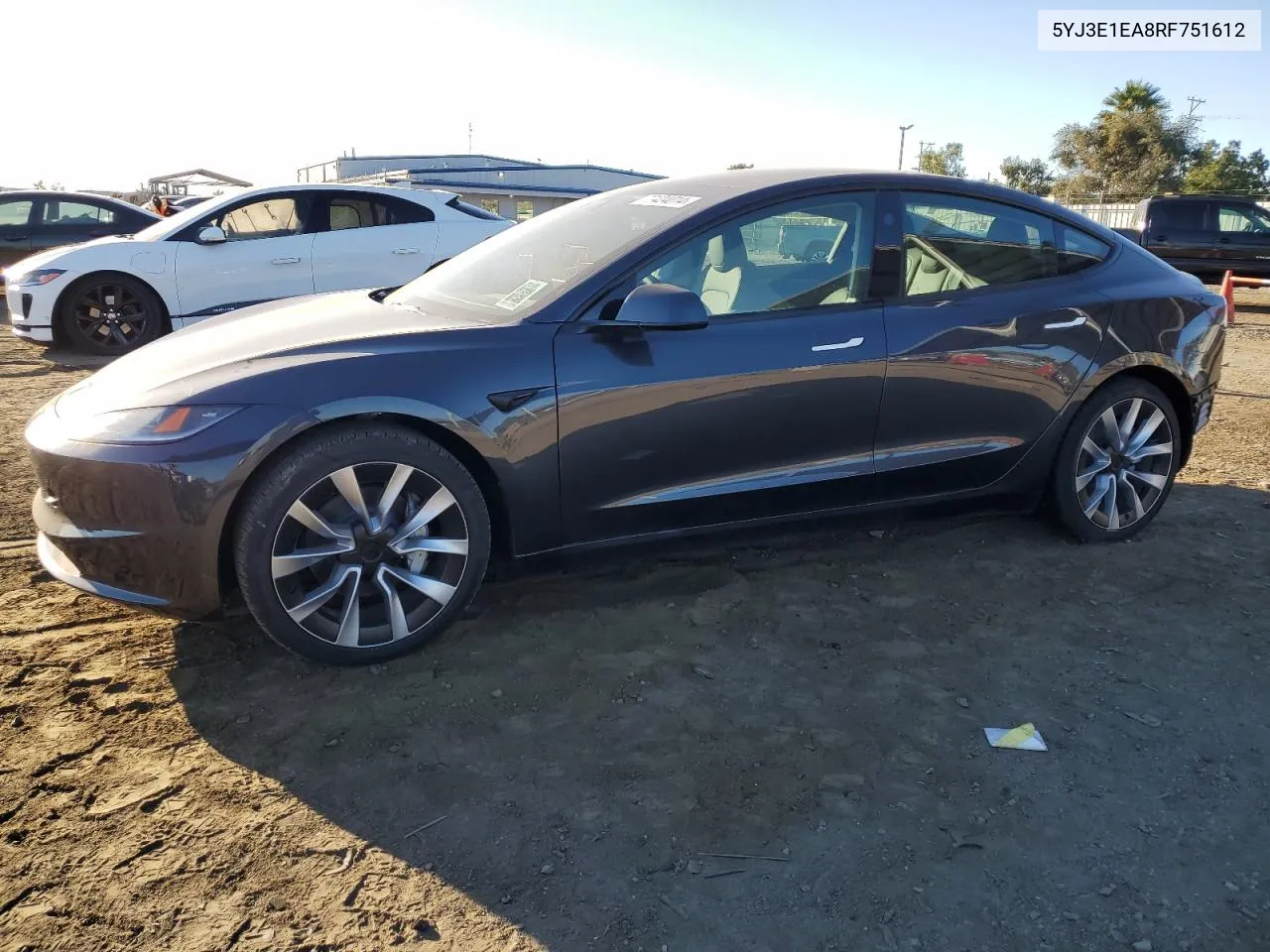 2024 Tesla Model 3 VIN: 5YJ3E1EA8RF751612 Lot: 77424014