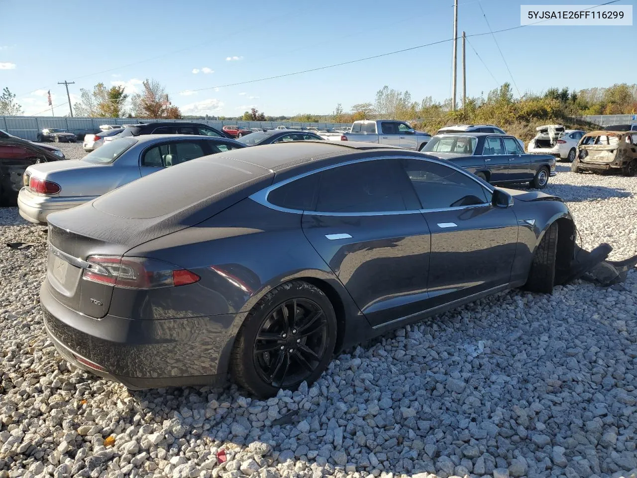 2015 Tesla Model S VIN: 5YJSA1E26FF116299 Lot: 74670524