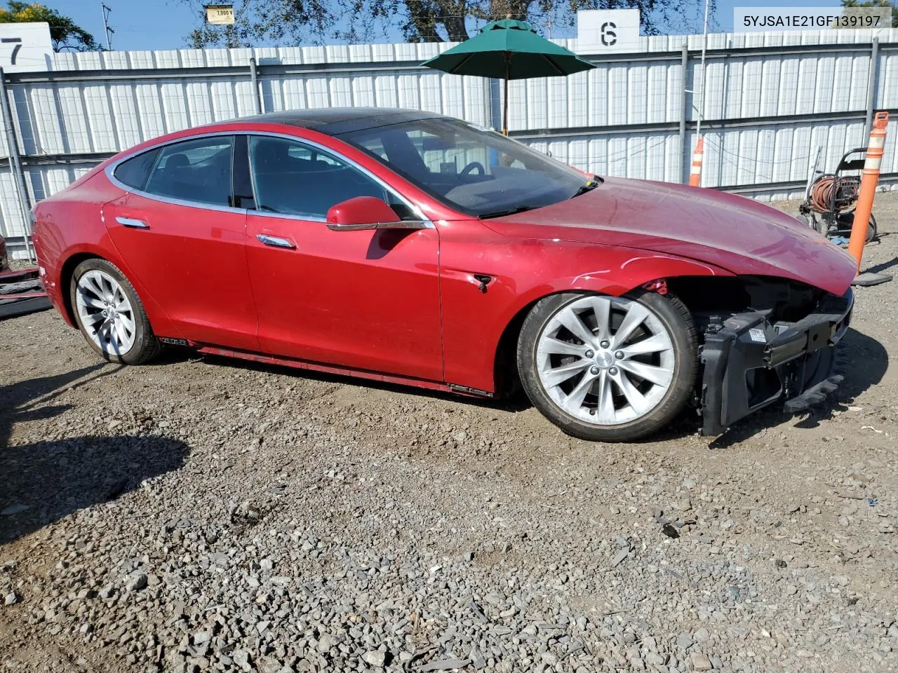 2016 Tesla Model S VIN: 5YJSA1E21GF139197 Lot: 72385584