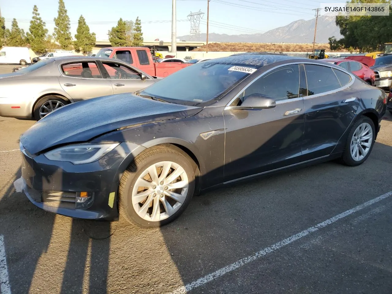 2016 Tesla Model S VIN: 5YJSA1E14GF143865 Lot: 74595634