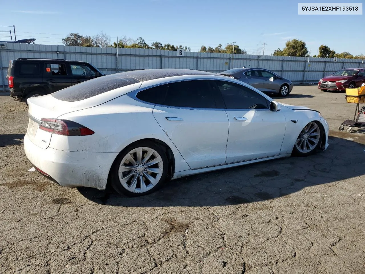 2017 Tesla Model S VIN: 5YJSA1E2XHF193518 Lot: 72263484