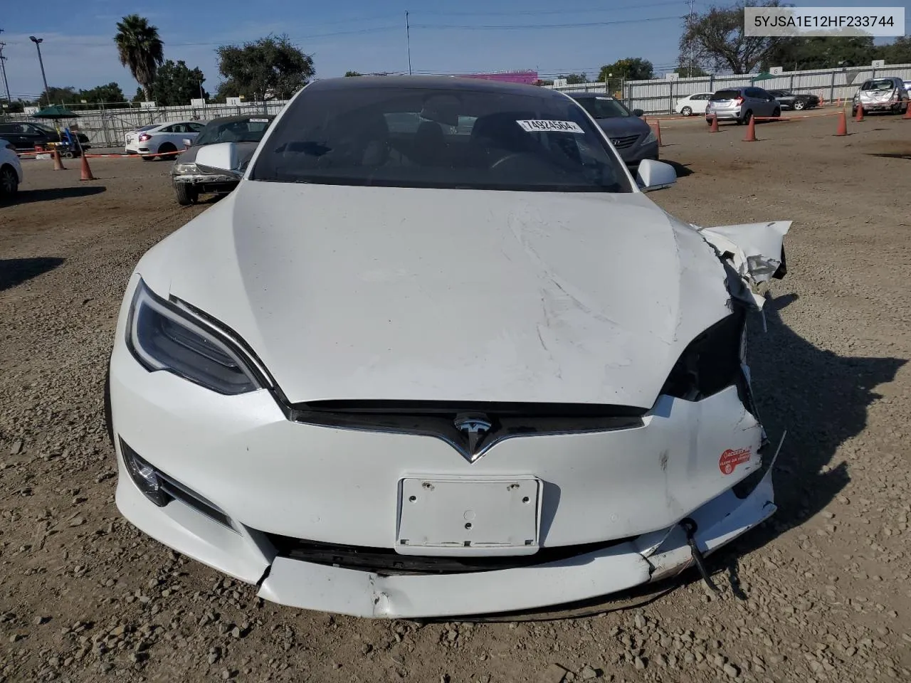 2017 Tesla Model S VIN: 5YJSA1E12HF233744 Lot: 74924564