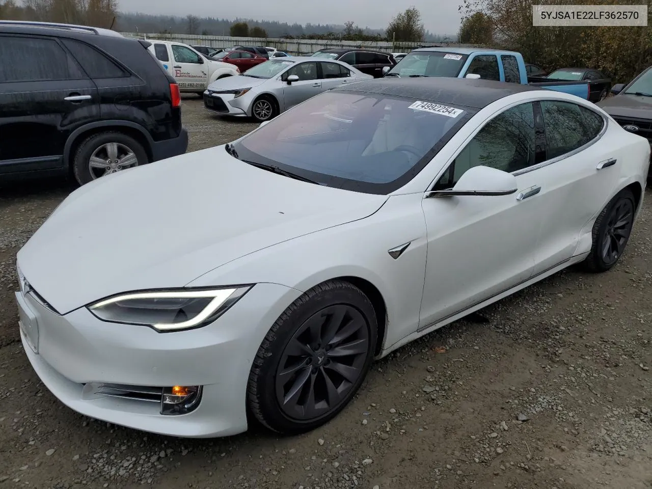 2020 Tesla Model S VIN: 5YJSA1E22LF362570 Lot: 74992254