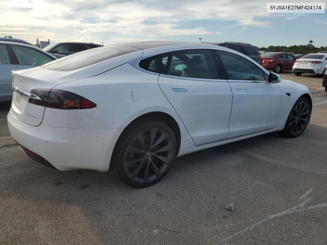 2021 Tesla Model S VIN: 5YJSA1E27MF424174 Lot: 73838604