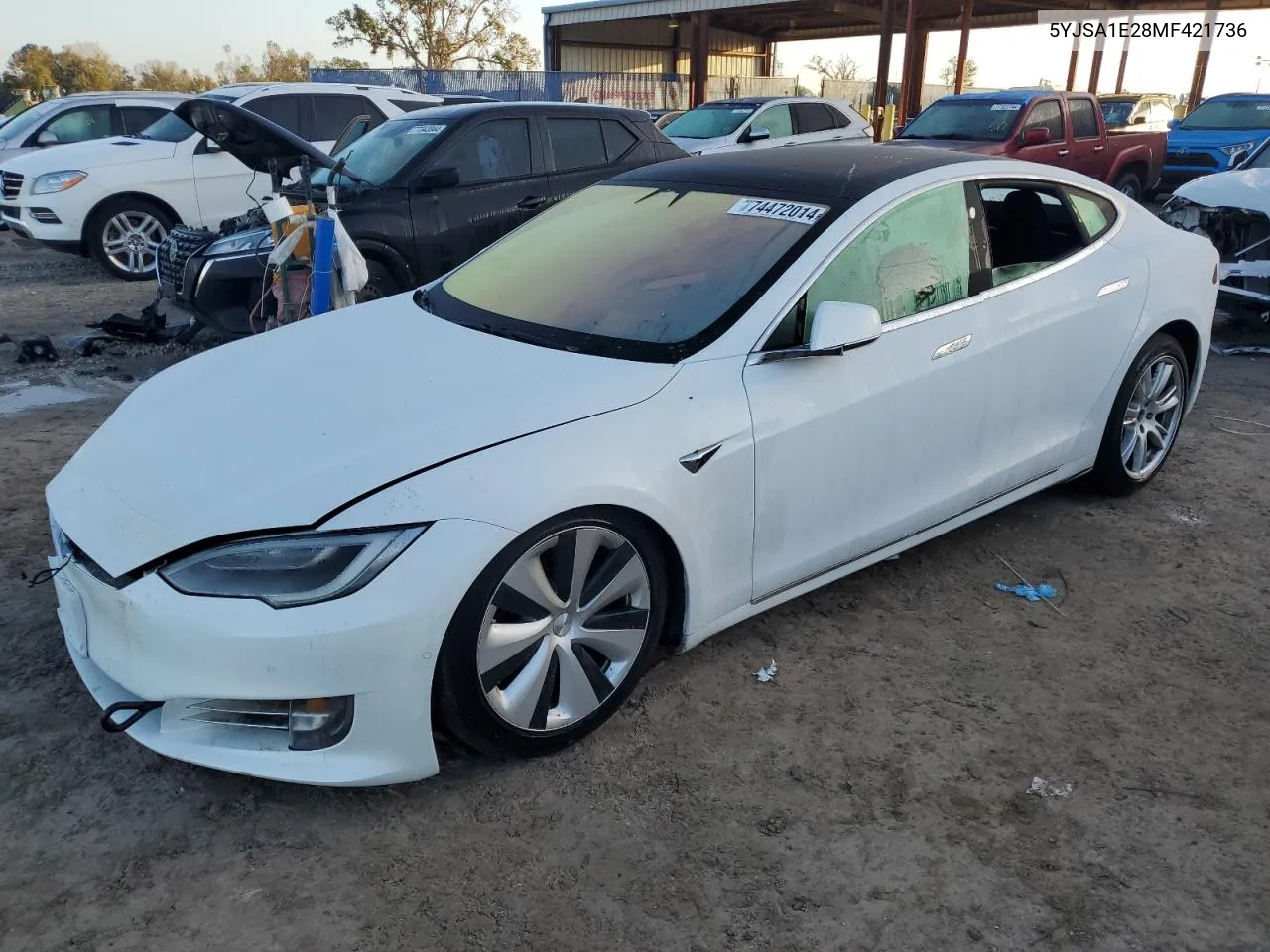 2021 Tesla Model S VIN: 5YJSA1E28MF421736 Lot: 74472014