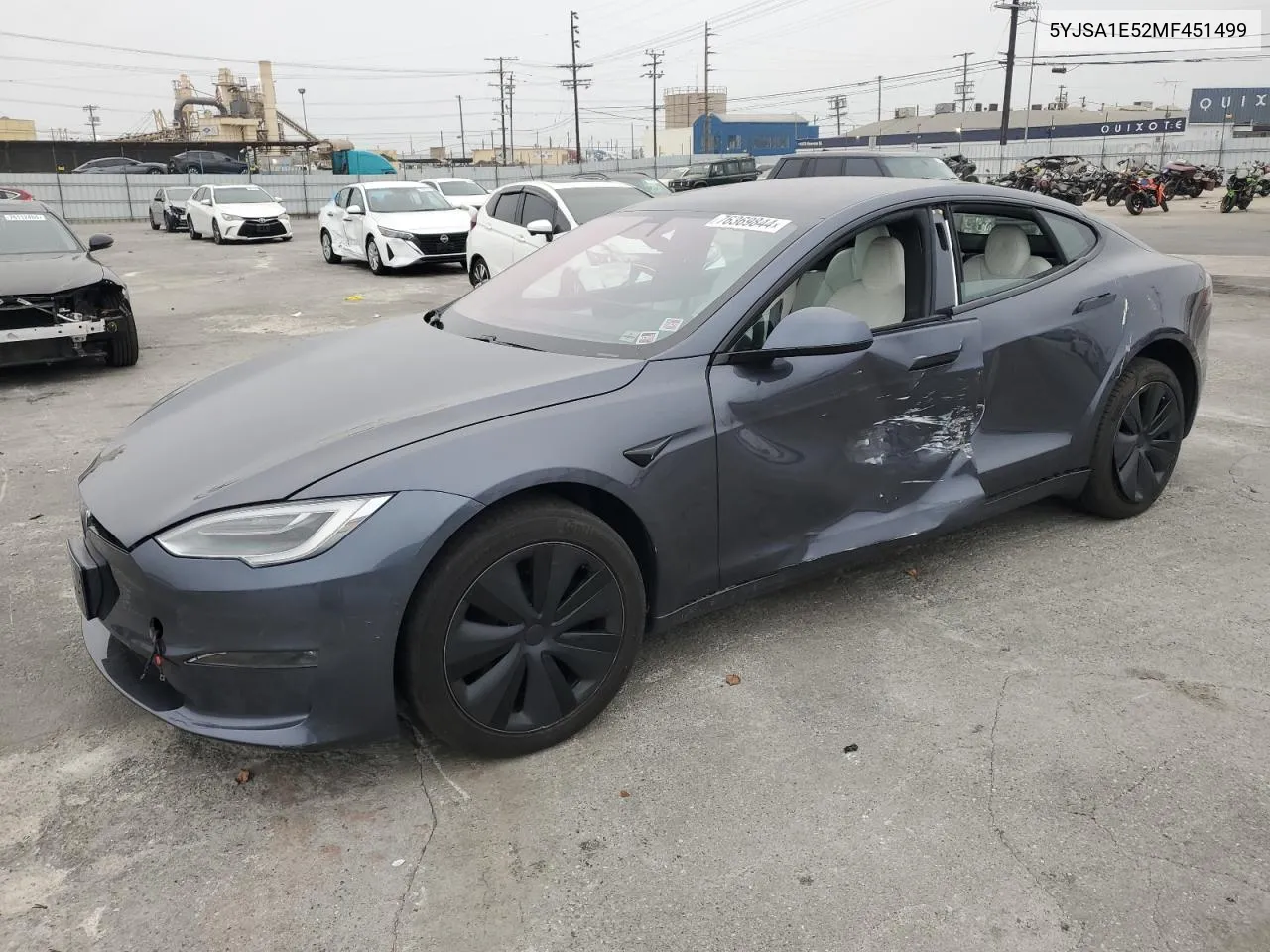 2021 Tesla Model S VIN: 5YJSA1E52MF451499 Lot: 76369844