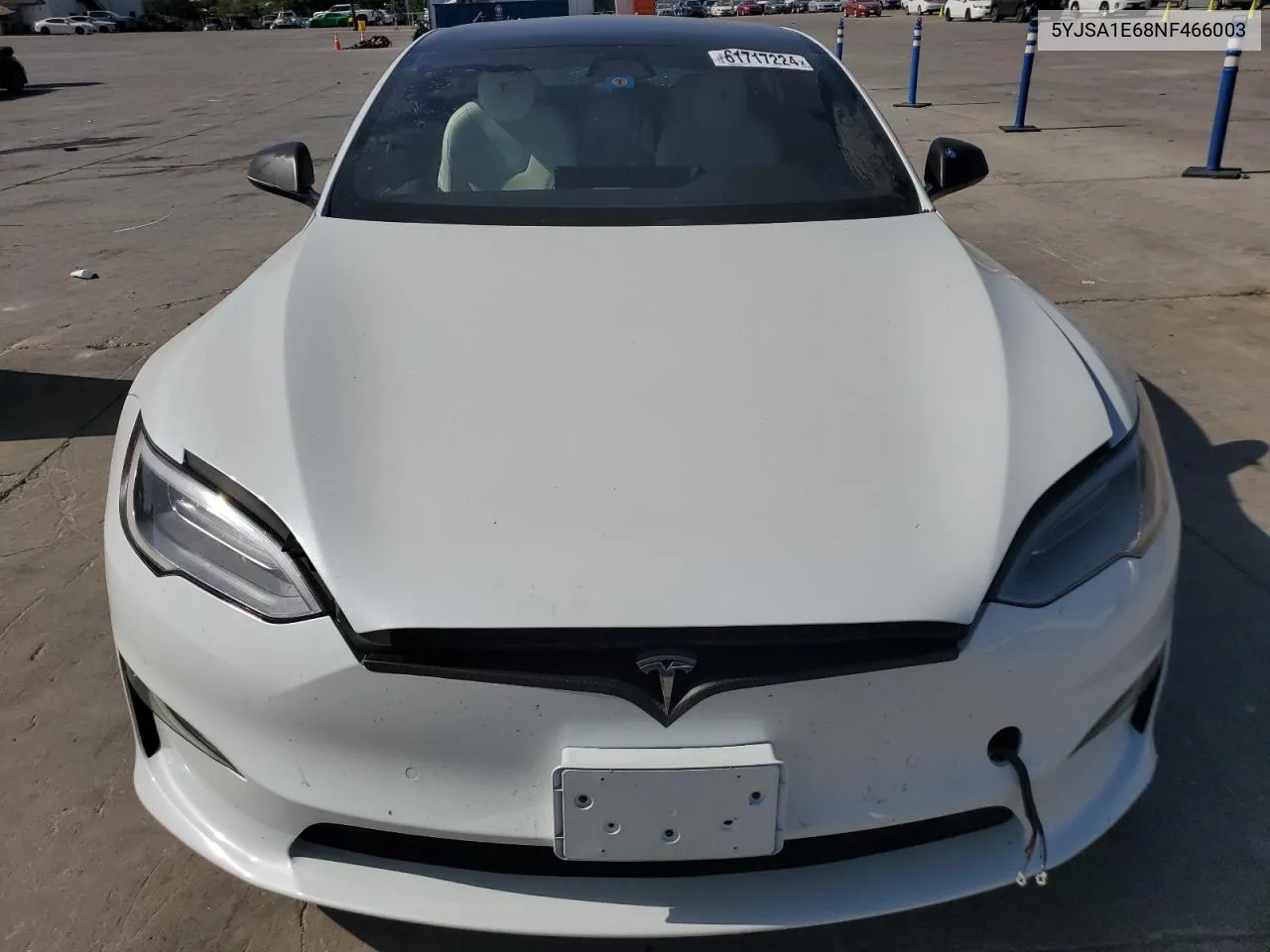 2022 Tesla Model S VIN: 5YJSA1E68NF466003 Lot: 61717224