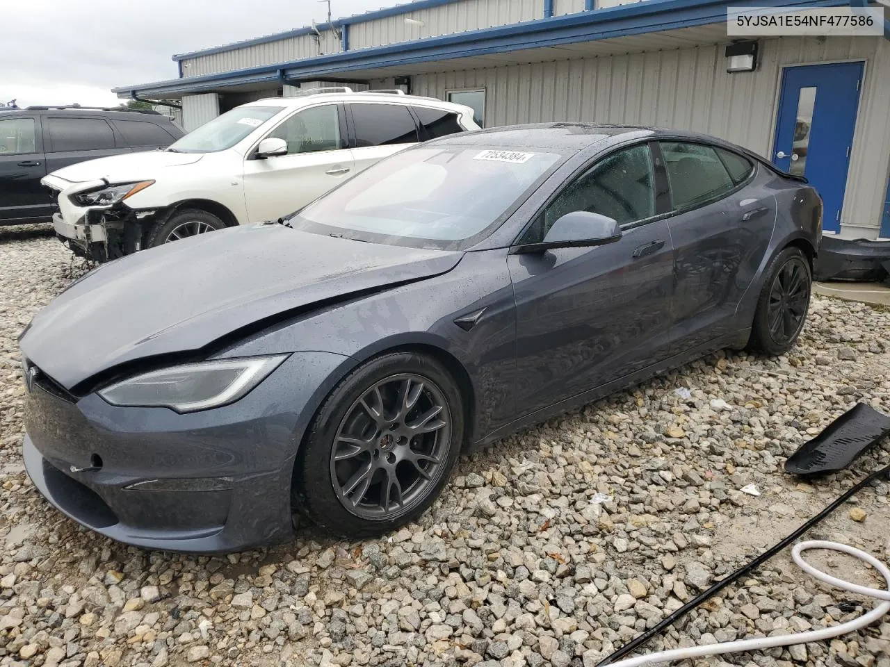 2022 Tesla Model S VIN: 5YJSA1E54NF477586 Lot: 72534384