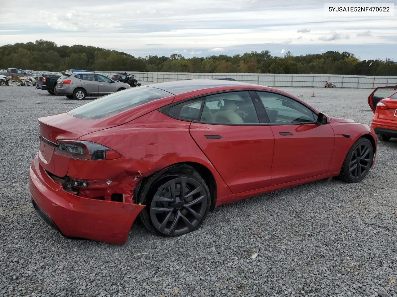 2022 Tesla Model S VIN: 5YJSA1E52NF470622 Lot: 74517944