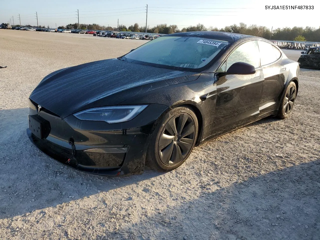 2022 Tesla Model S VIN: 5YJSA1E51NF487833 Lot: 74845394