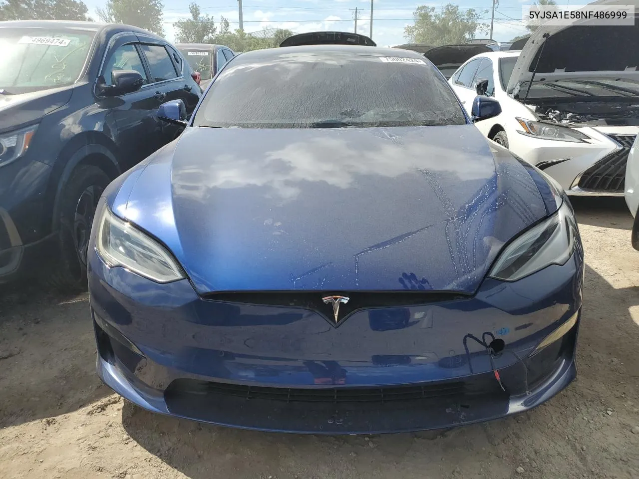 2022 Tesla Model S VIN: 5YJSA1E58NF486999 Lot: 75002424