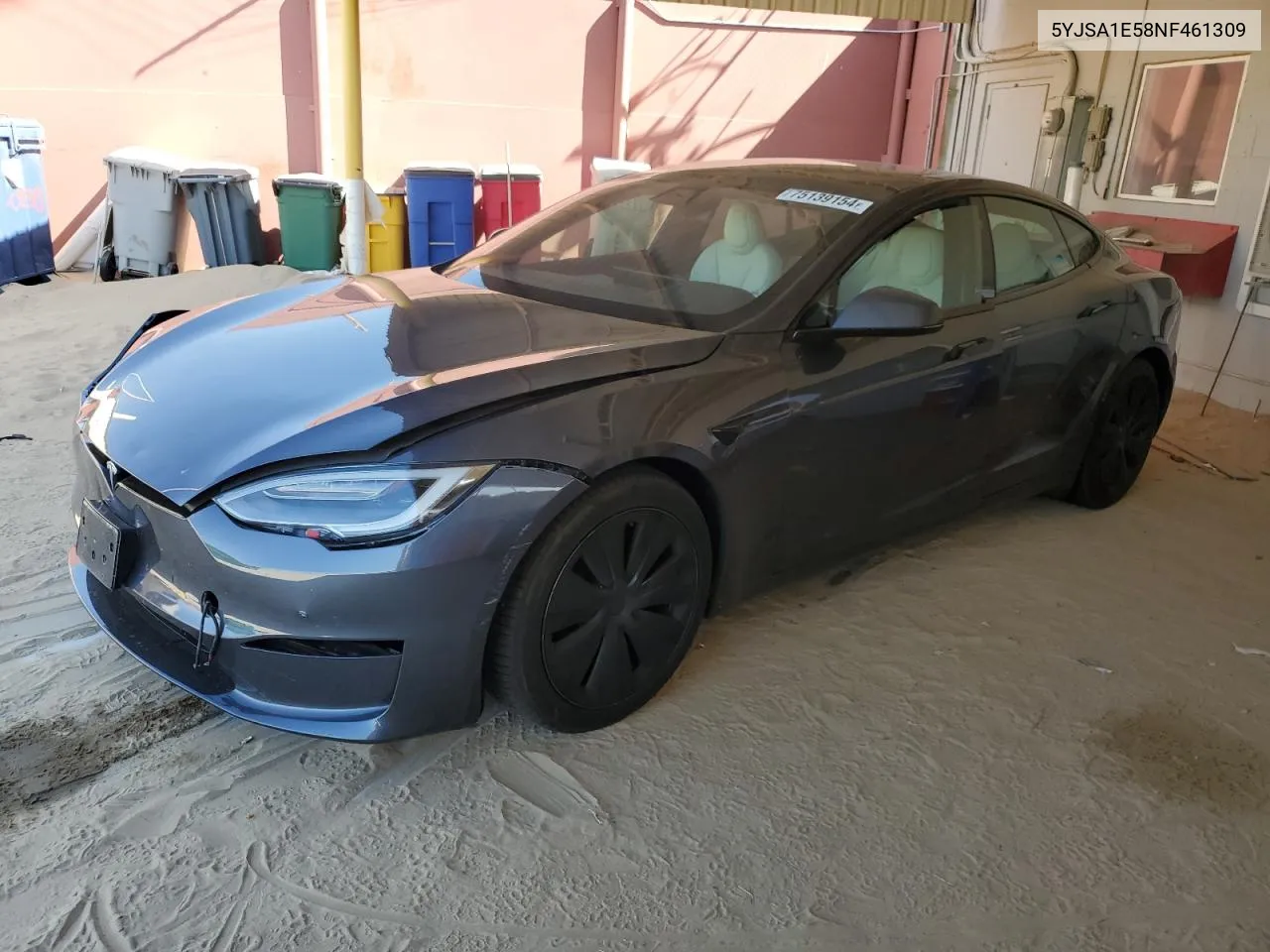 2022 Tesla Model S VIN: 5YJSA1E58NF461309 Lot: 75139154