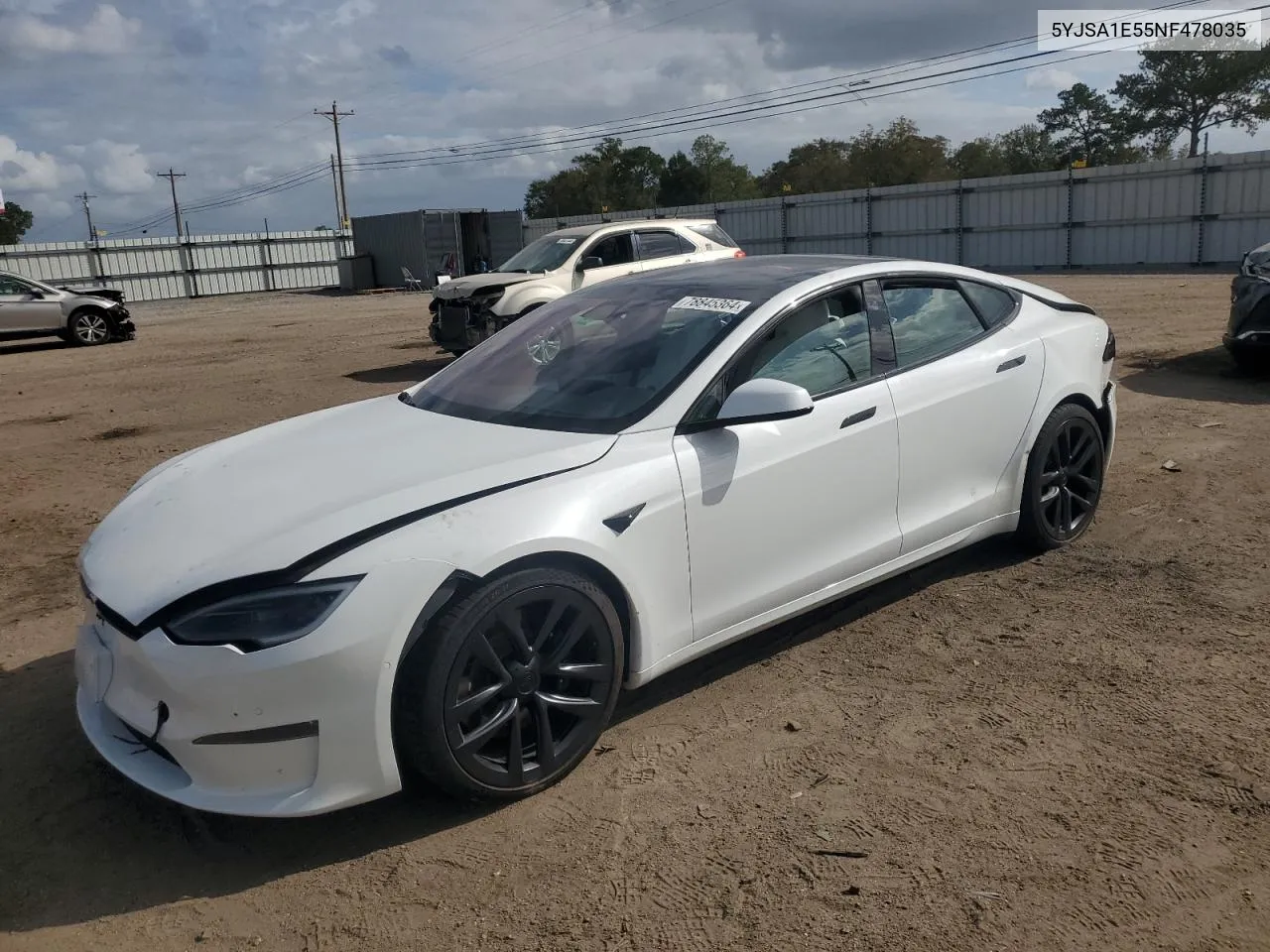 2022 Tesla Model S VIN: 5YJSA1E55NF478035 Lot: 78845364