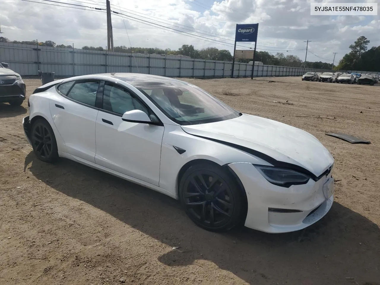 2022 Tesla Model S VIN: 5YJSA1E55NF478035 Lot: 78845364