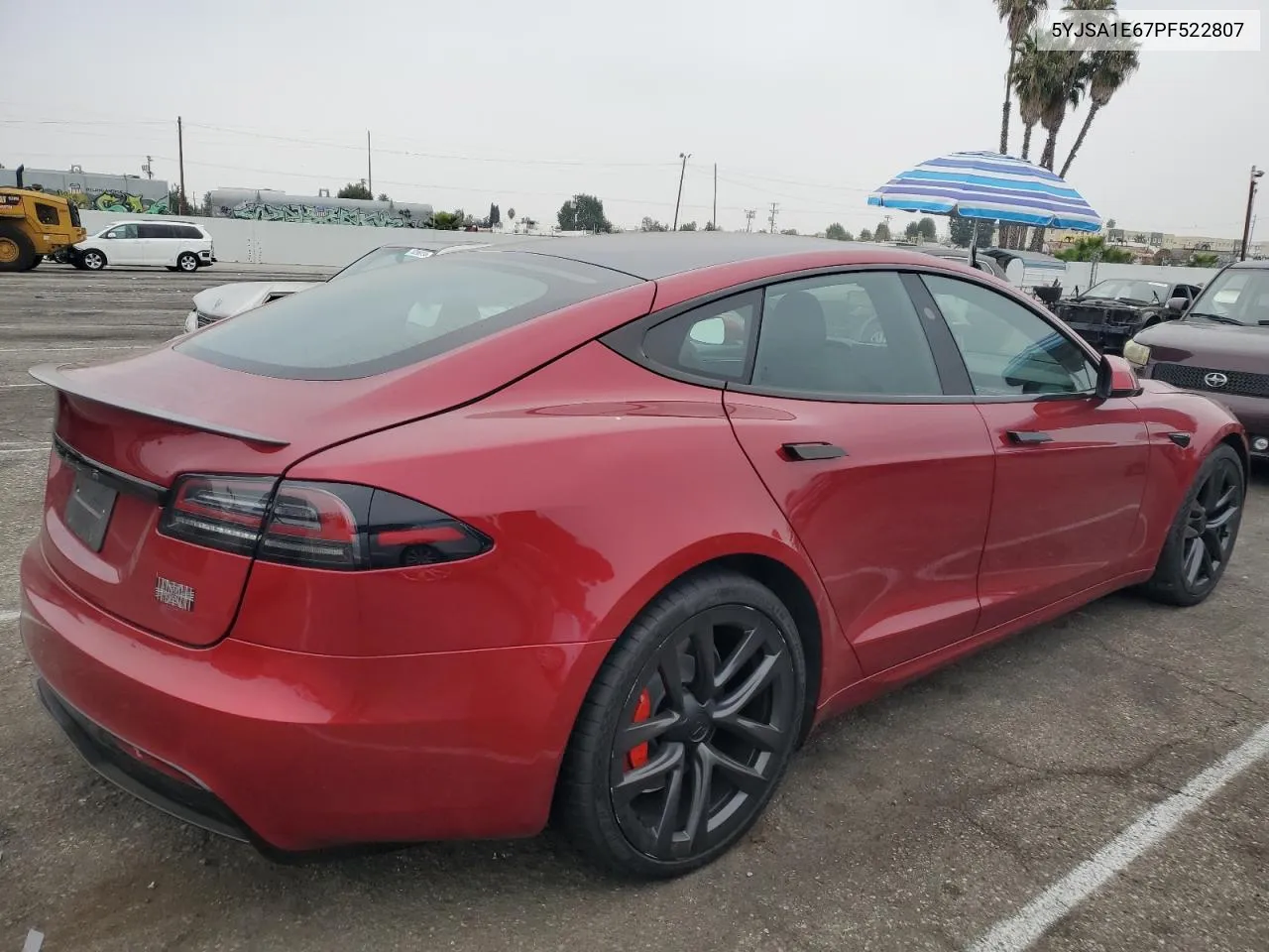 2023 Tesla Model S VIN: 5YJSA1E67PF522807 Lot: 76362264