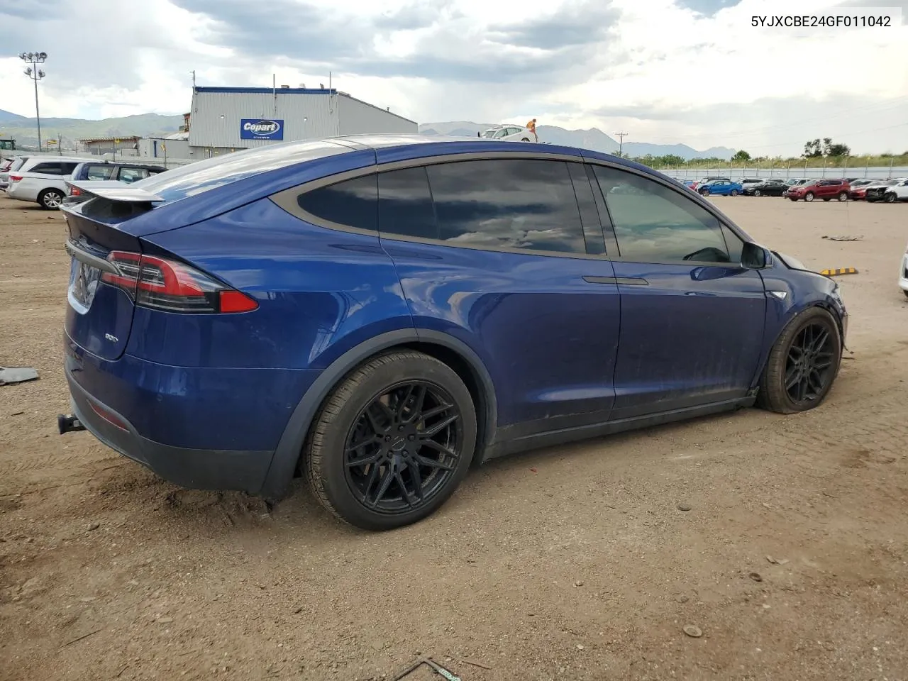 2016 Tesla Model X VIN: 5YJXCBE24GF011042 Lot: 58353954