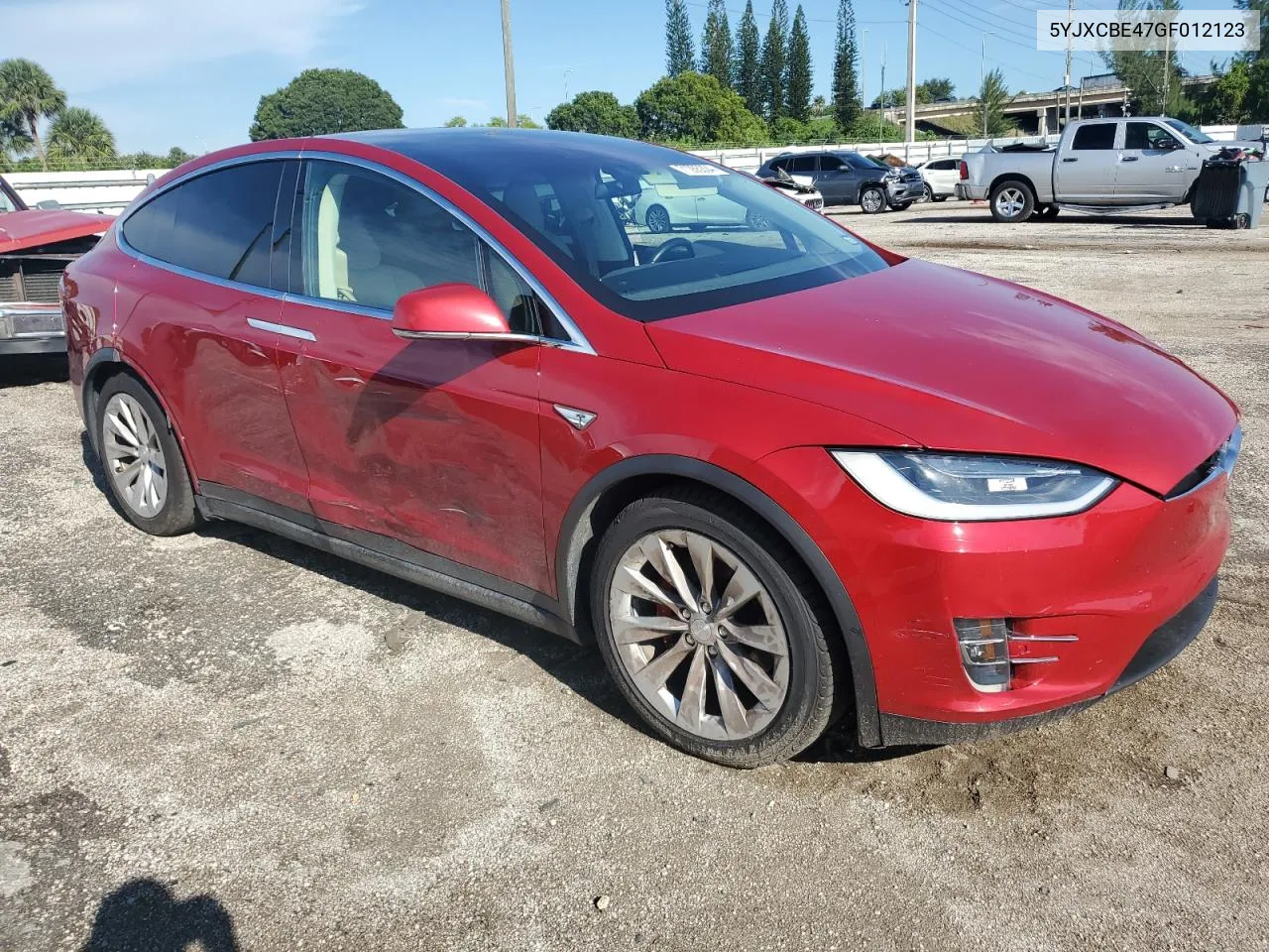 2016 Tesla Model X VIN: 5YJXCBE47GF012123 Lot: 71265304