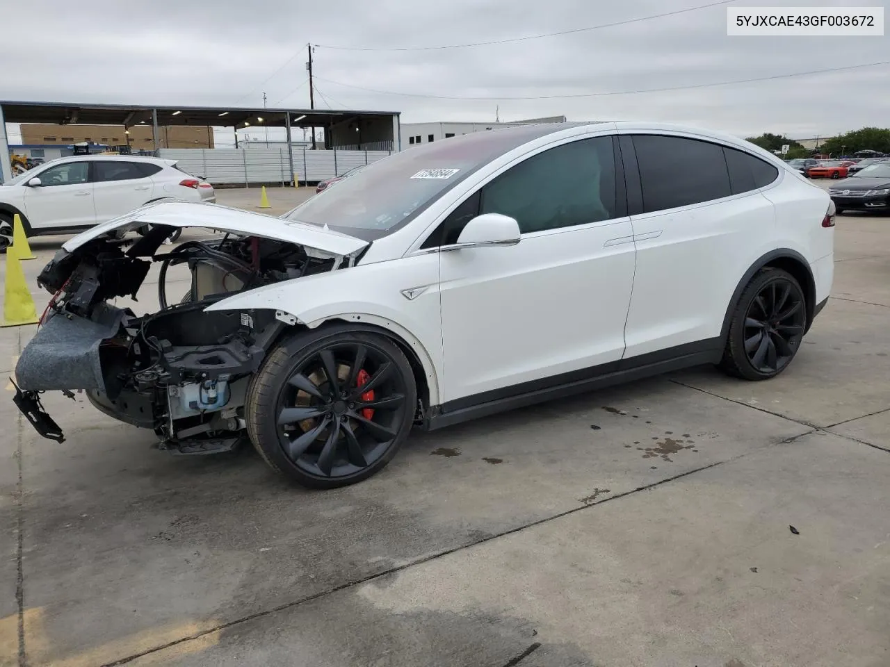 2016 Tesla Model X VIN: 5YJXCAE43GF003672 Lot: 72548544