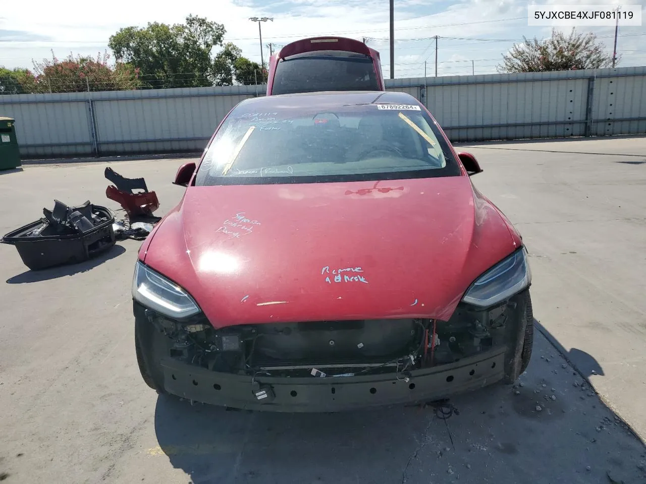 2018 Tesla Model X VIN: 5YJXCBE4XJF081119 Lot: 67892264