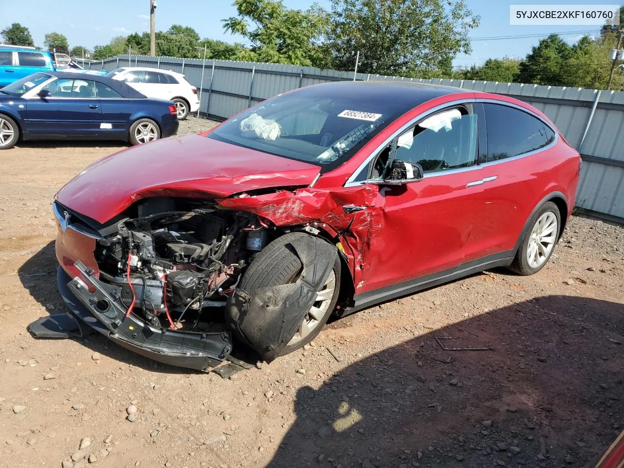 2019 Tesla Model X VIN: 5YJXCBE2XKF160760 Lot: 68527384