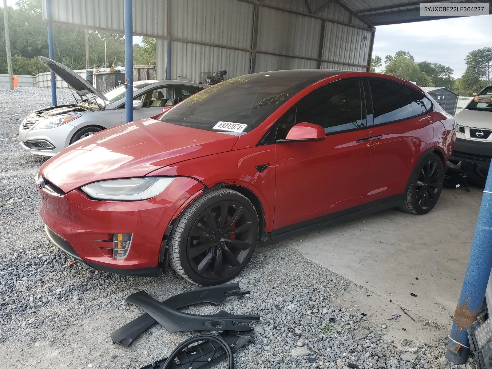 2020 Tesla Model X VIN: 5YJXCBE22LF304237 Lot: 68092074