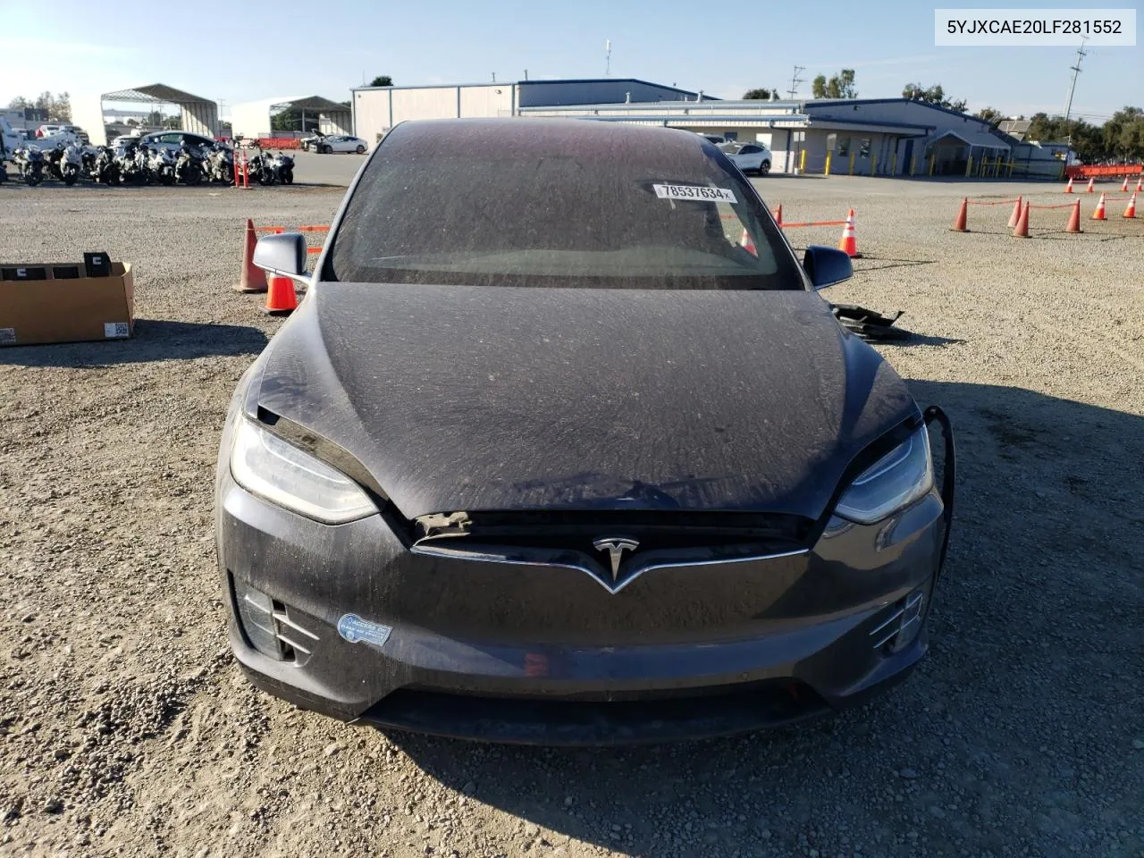 2020 Tesla Model X VIN: 5YJXCAE20LF281552 Lot: 78537634