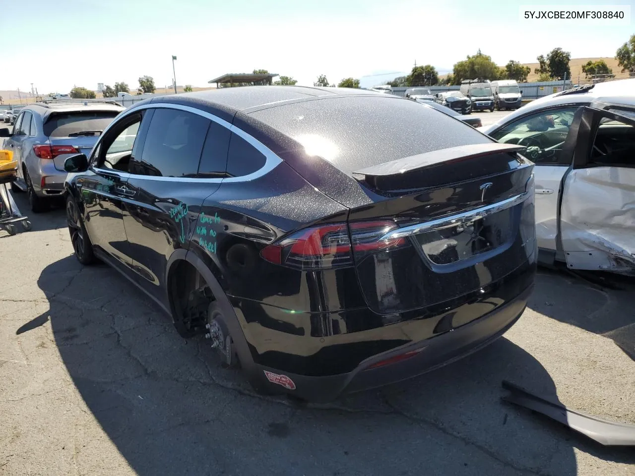 2021 Tesla Model X VIN: 5YJXCBE20MF308840 Lot: 68939384