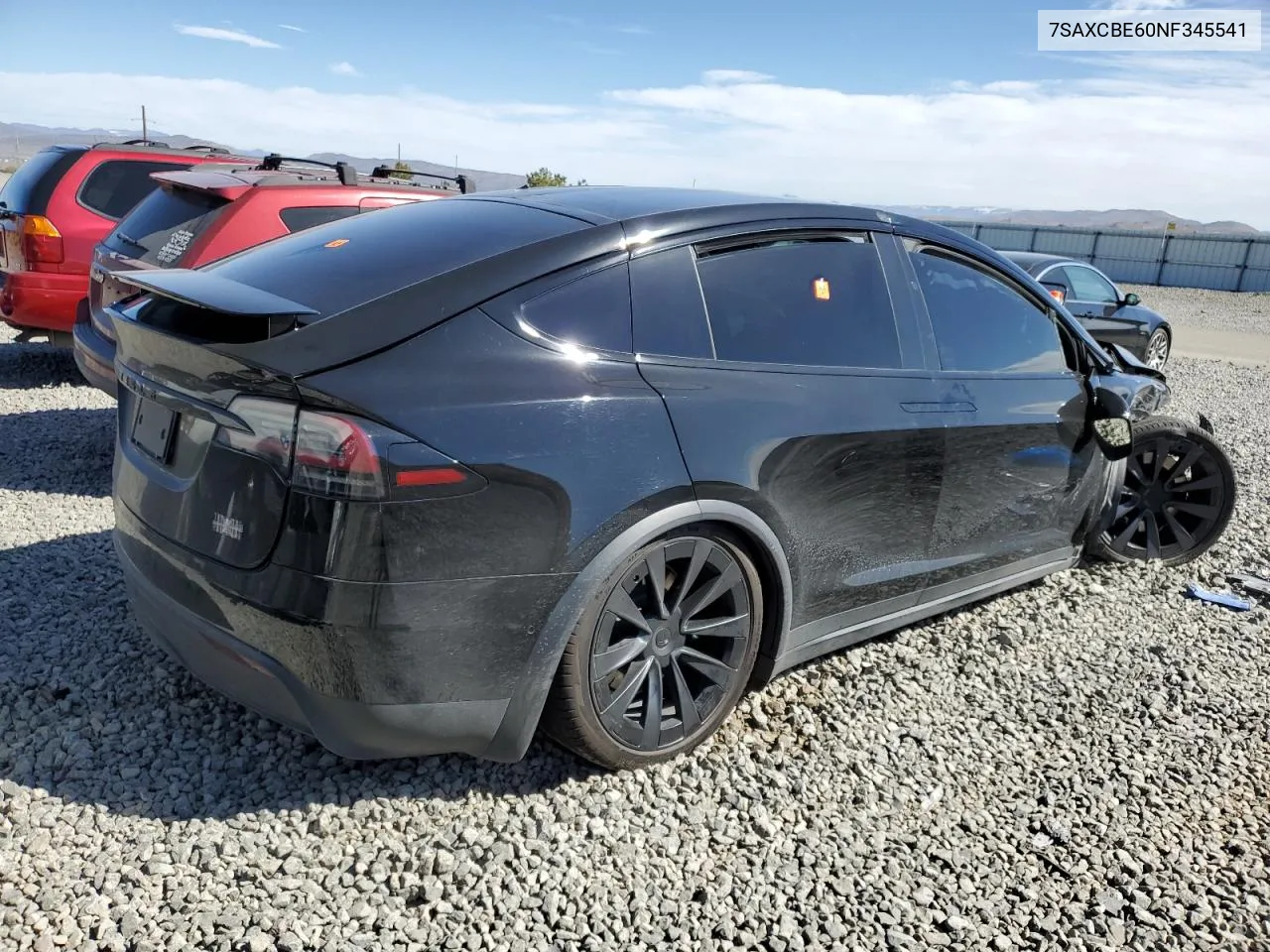 2022 Tesla Model X VIN: 7SAXCBE60NF345541 Lot: 47722064