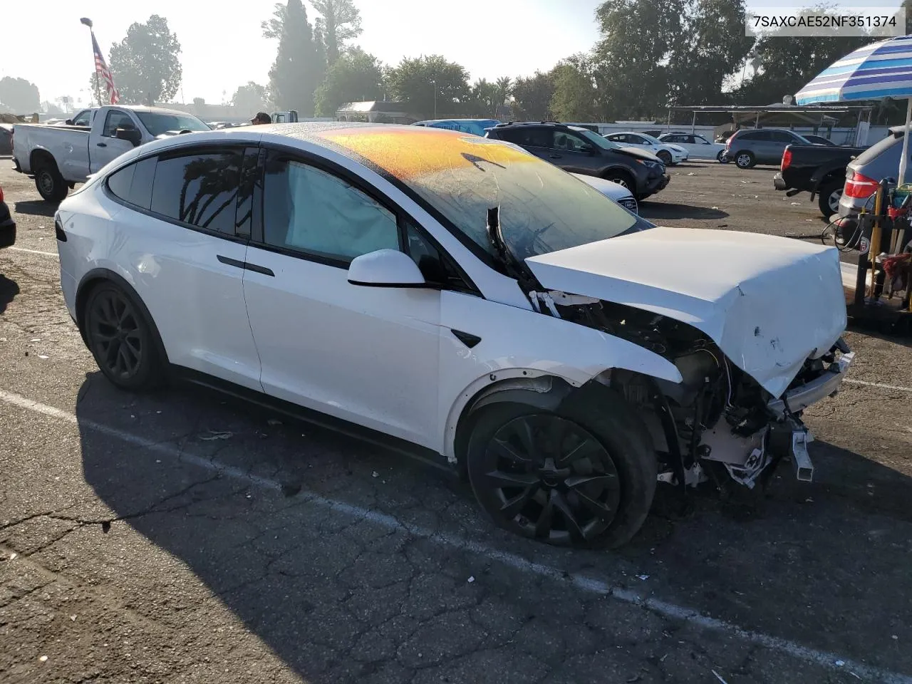 2022 Tesla Model X VIN: 7SAXCAE52NF351374 Lot: 73922554