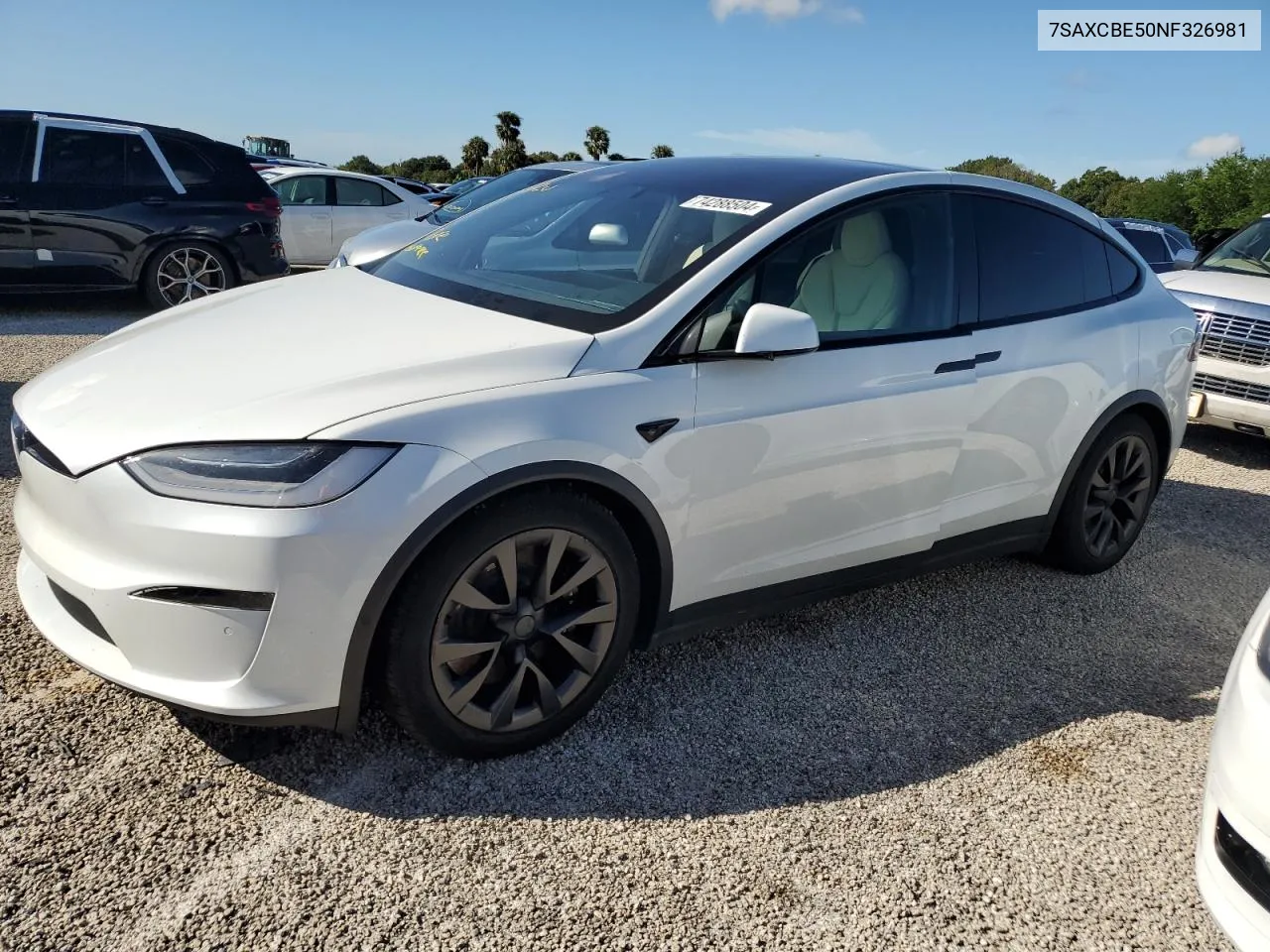 2022 Tesla Model X VIN: 7SAXCBE50NF326981 Lot: 74288504