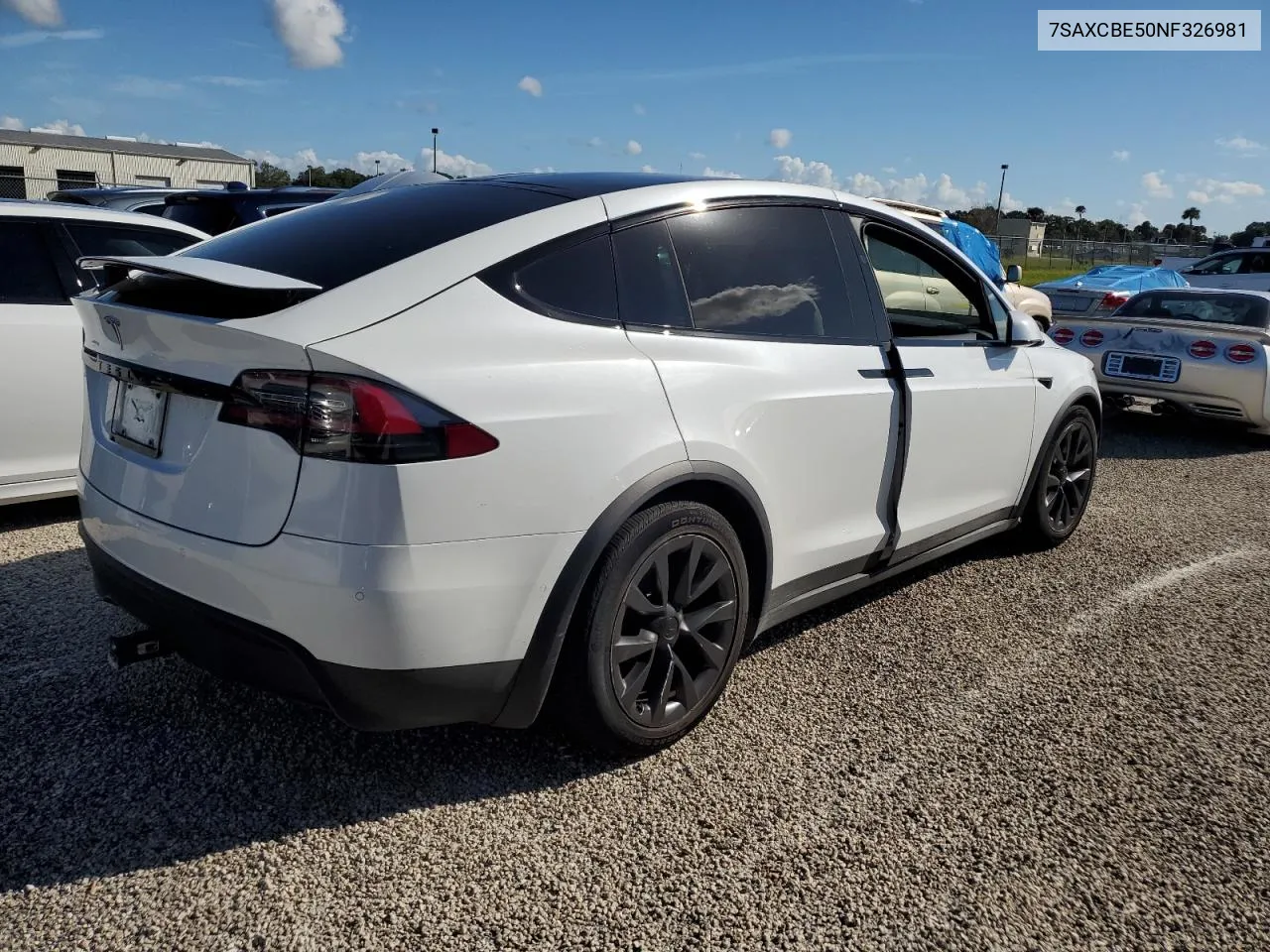 2022 Tesla Model X VIN: 7SAXCBE50NF326981 Lot: 74288504