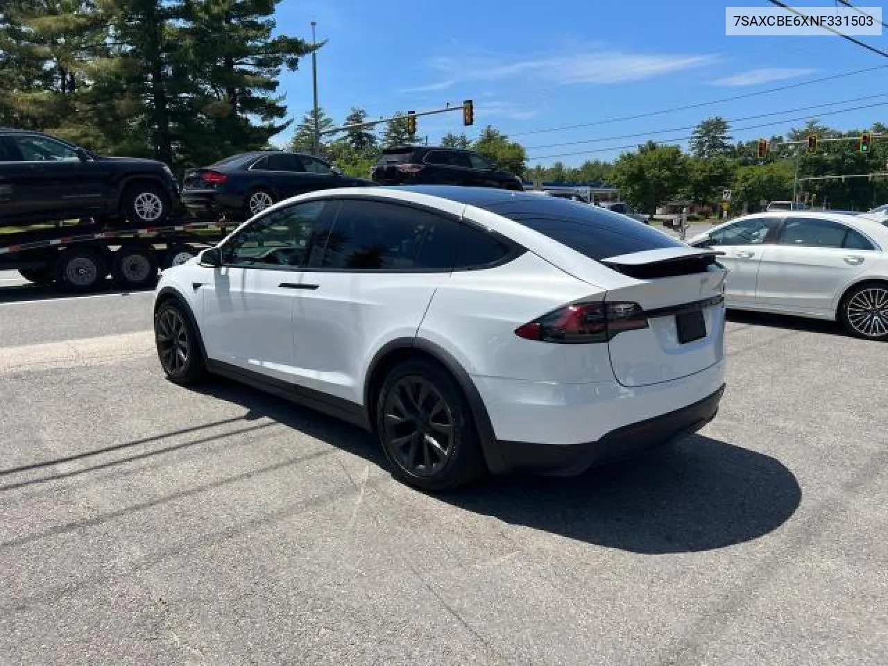 2022 Tesla Model X VIN: 7SAXCBE6XNF331503 Lot: 76763574