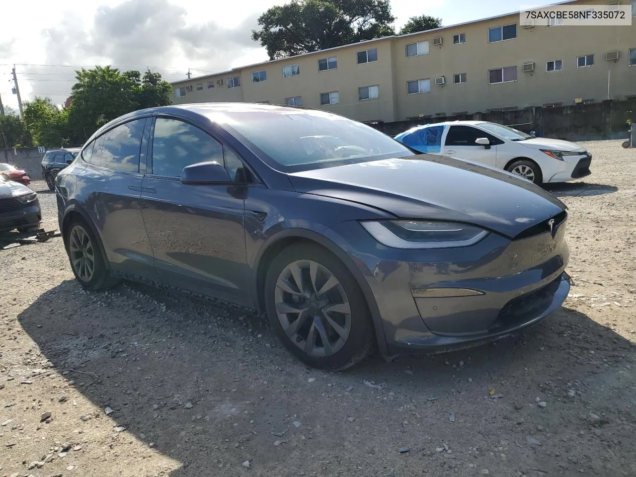 2022 Tesla Model X VIN: 7SAXCBE58NF335072 Lot: 77202054