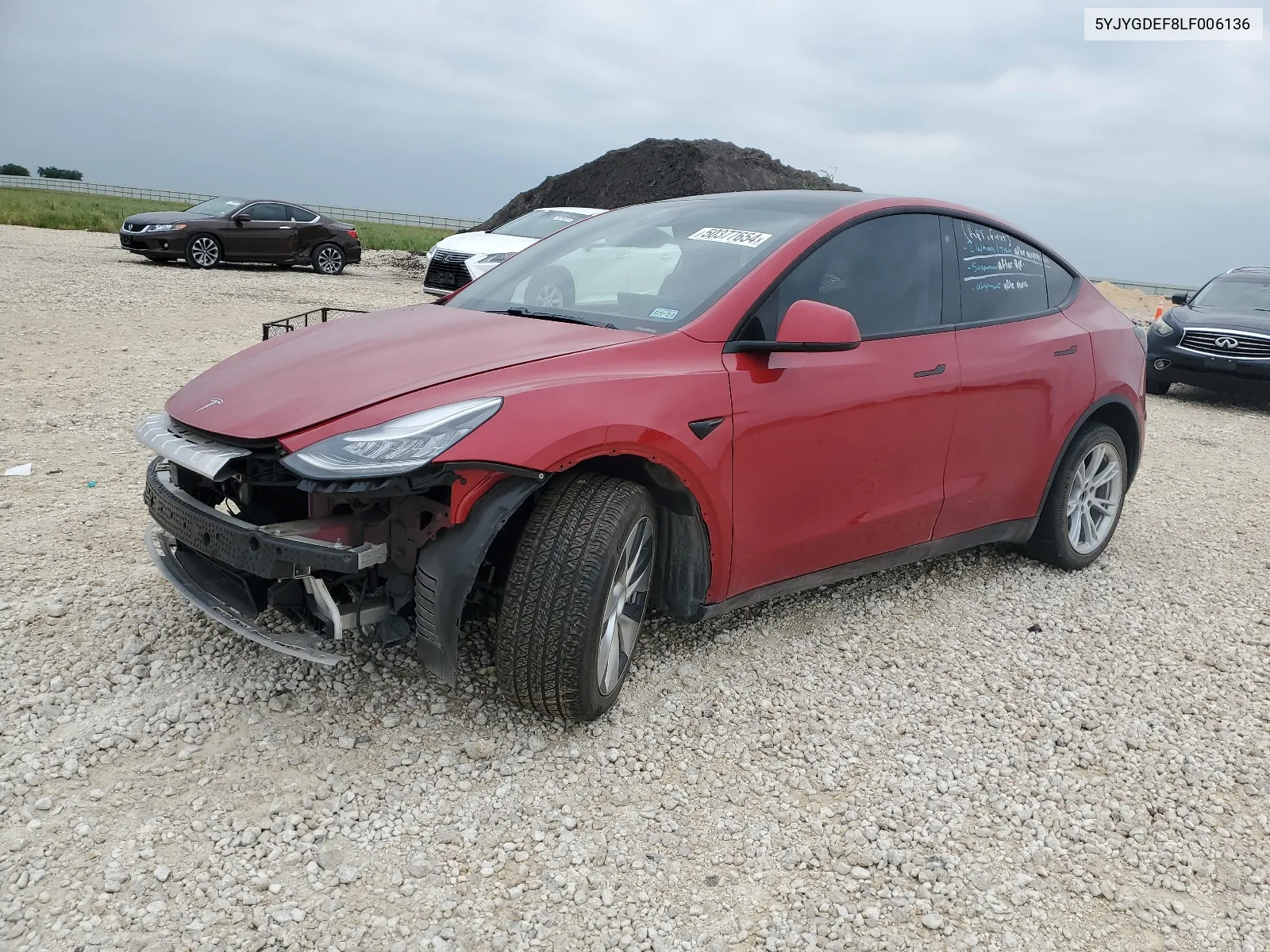 2020 Tesla Model Y VIN: 5YJYGDEF8LF006136 Lot: 50377654