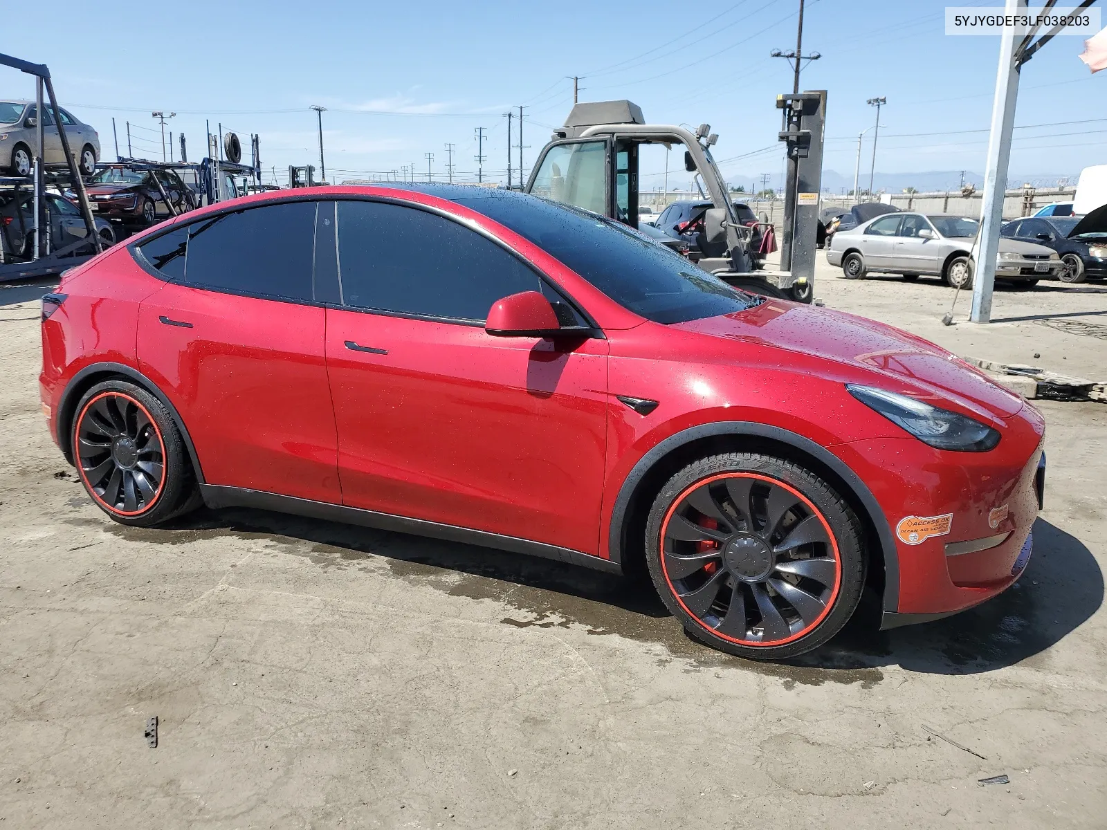 2020 Tesla Model Y VIN: 5YJYGDEF3LF038203 Lot: 66607434