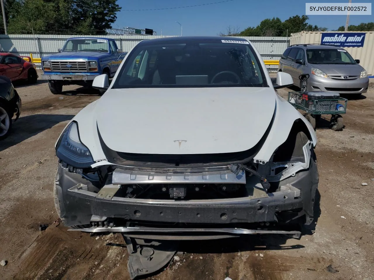 2020 Tesla Model Y VIN: 5YJYGDEF8LF002572 Lot: 69433734