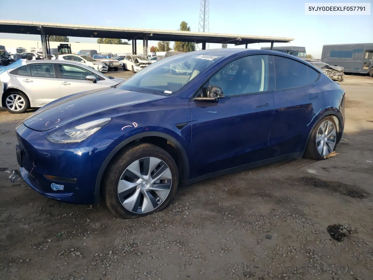 2020 Tesla Model Y VIN: 5YJYGDEEXLF057791 Lot: 74000894