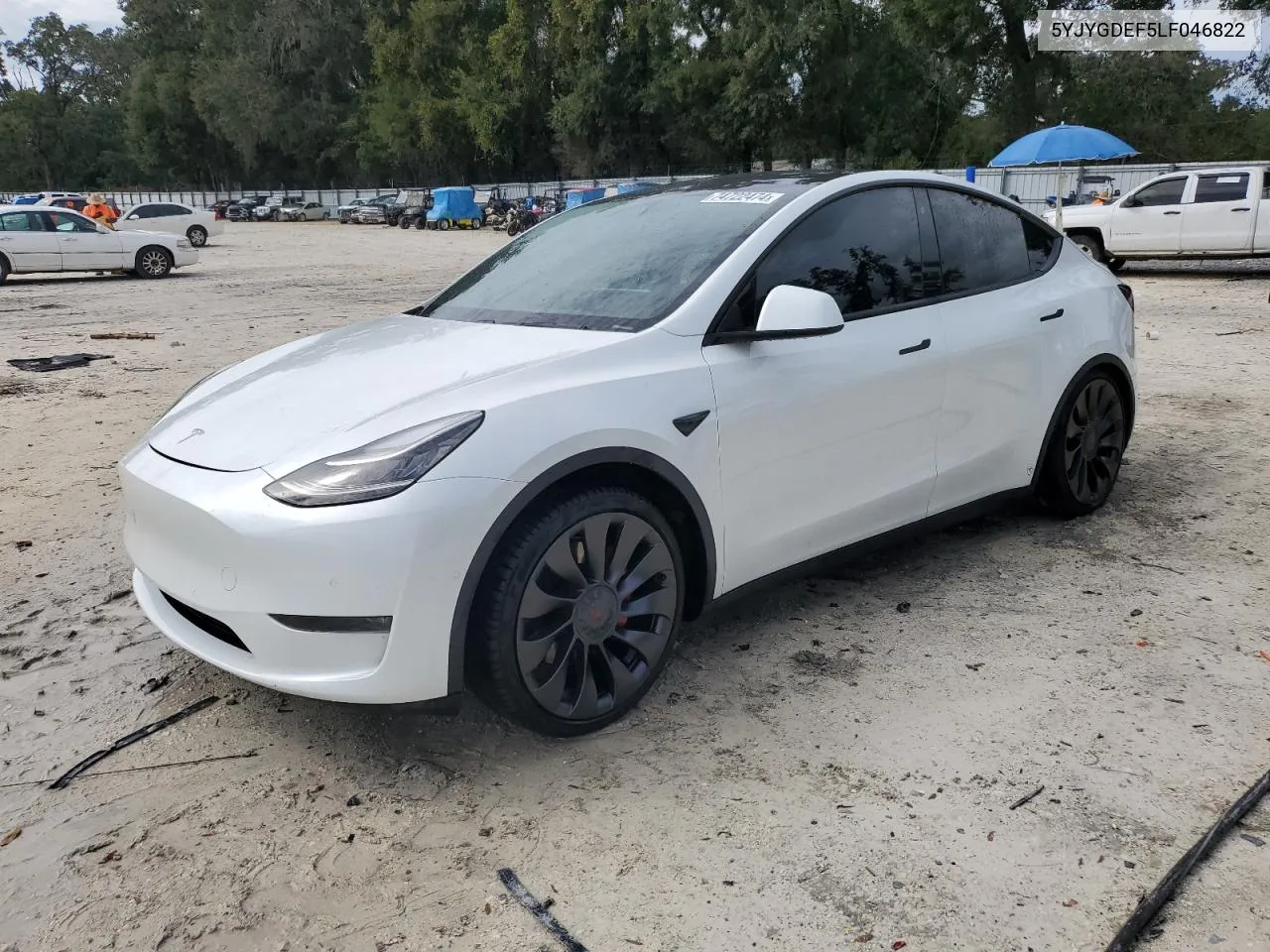 2020 Tesla Model Y VIN: 5YJYGDEF5LF046822 Lot: 74722474