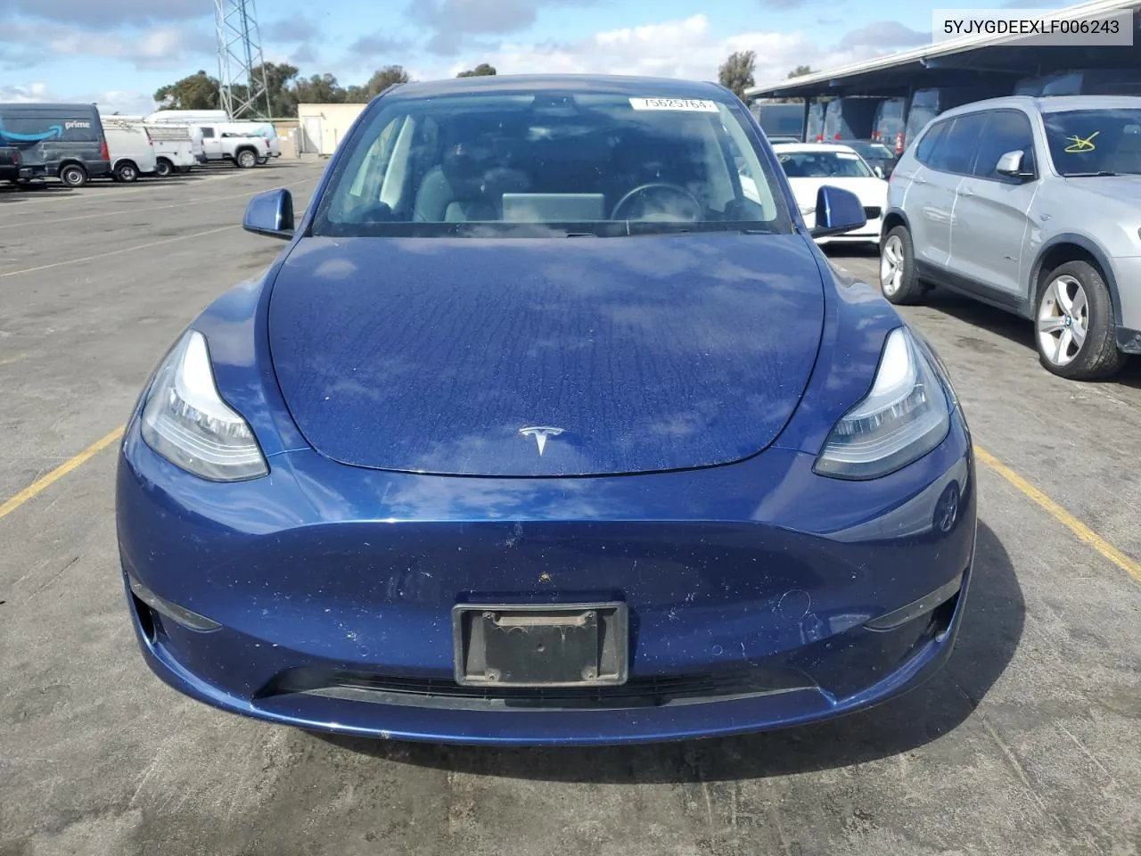 2020 Tesla Model Y VIN: 5YJYGDEEXLF006243 Lot: 75625764