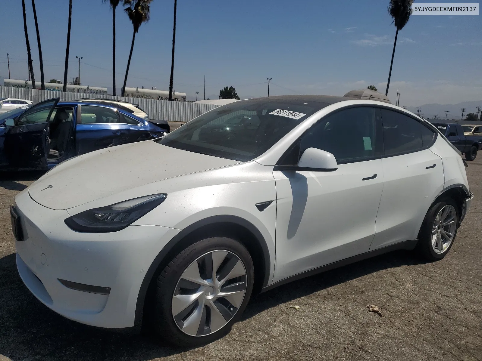 2021 Tesla Model Y VIN: 5YJYGDEEXMF092137 Lot: 66211544