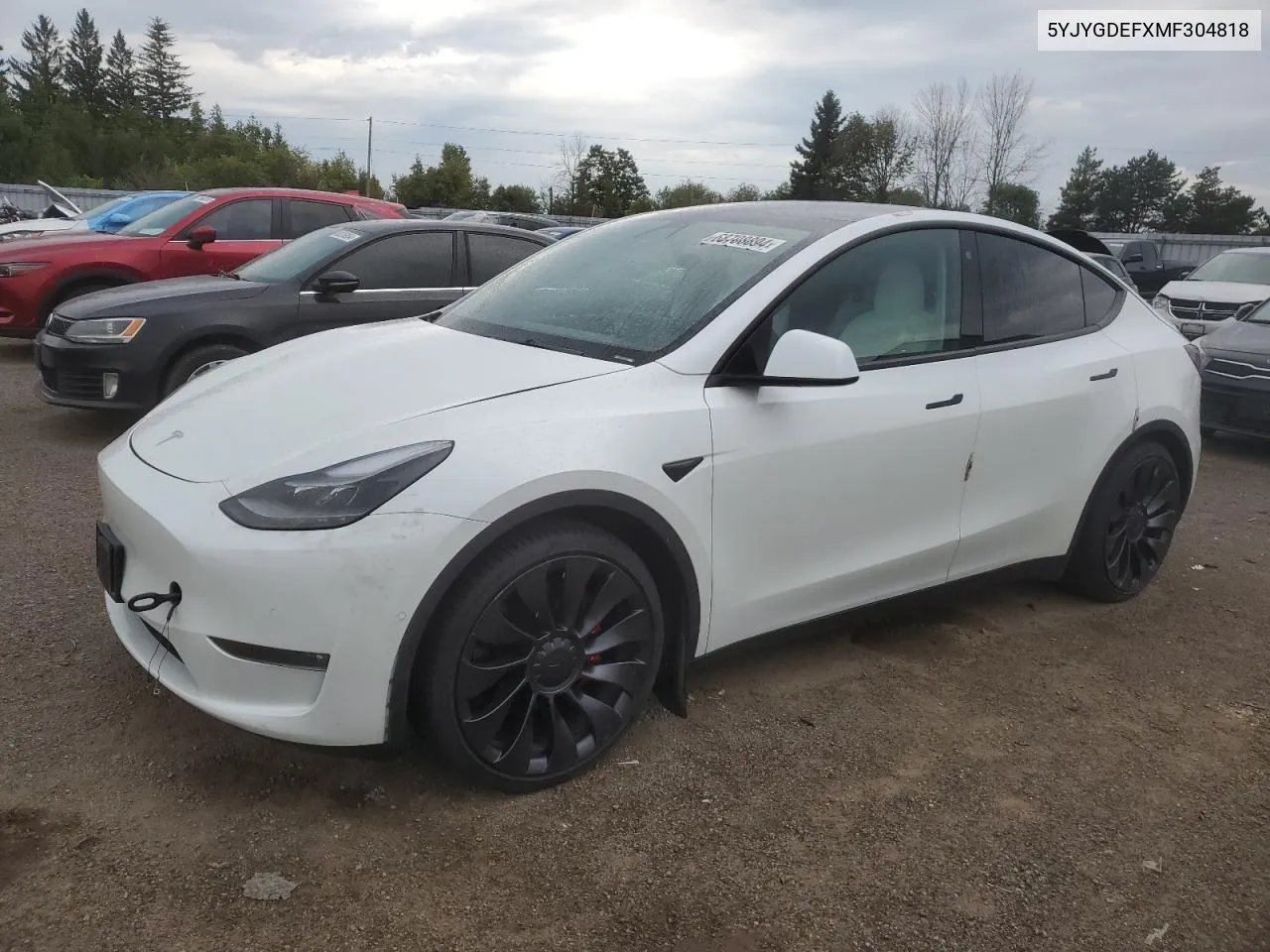 2021 Tesla Model Y VIN: 5YJYGDEFXMF304818 Lot: 68708894