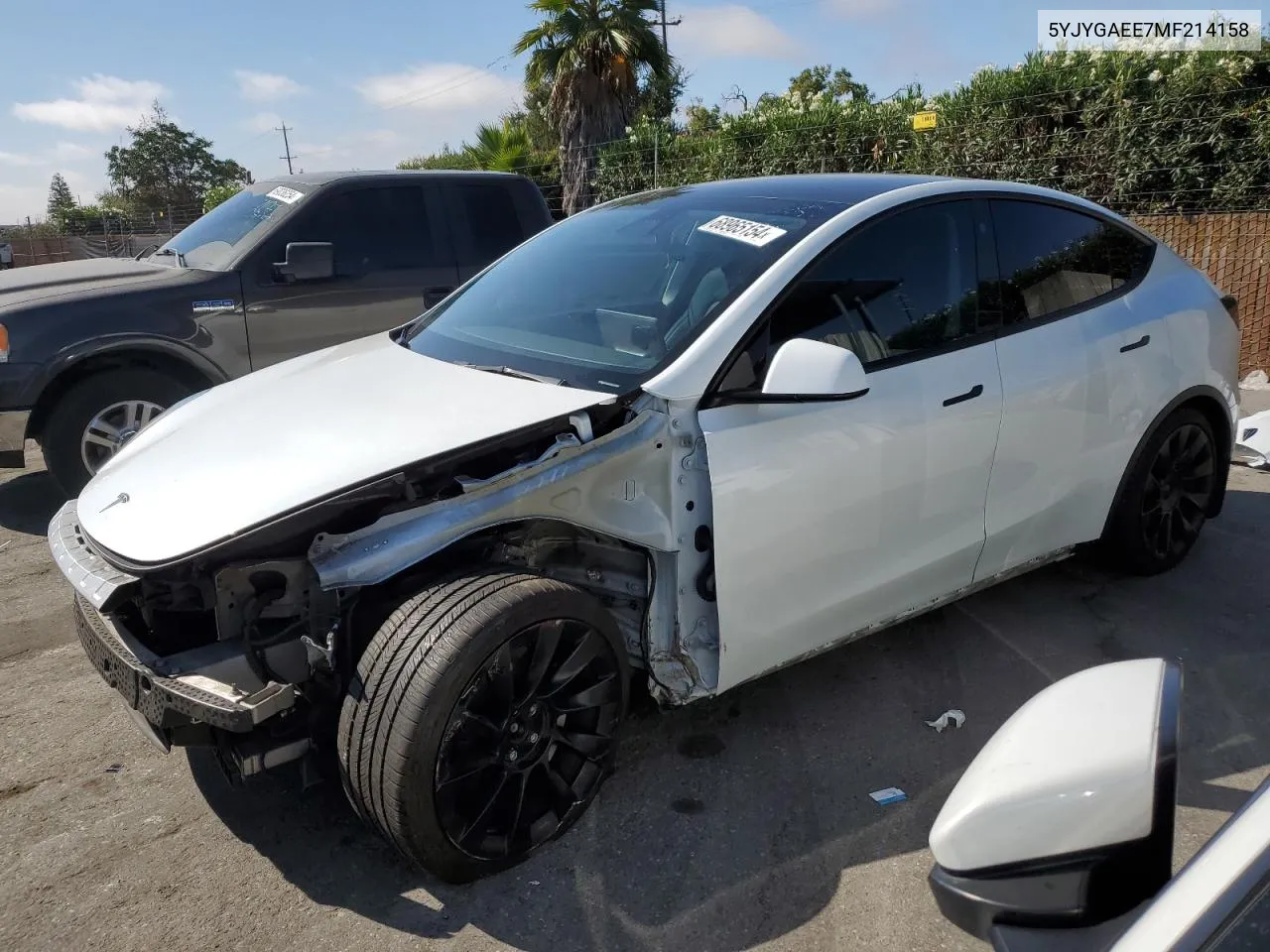 2021 Tesla Model Y VIN: 5YJYGAEE7MF214158 Lot: 68965154