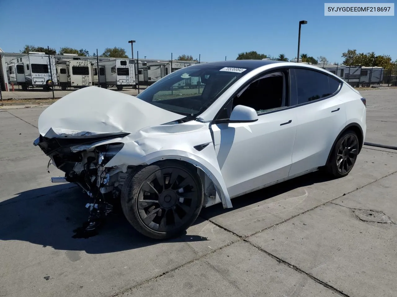 2021 Tesla Model Y VIN: 5YJYGDEE0MF218697 Lot: 70536964