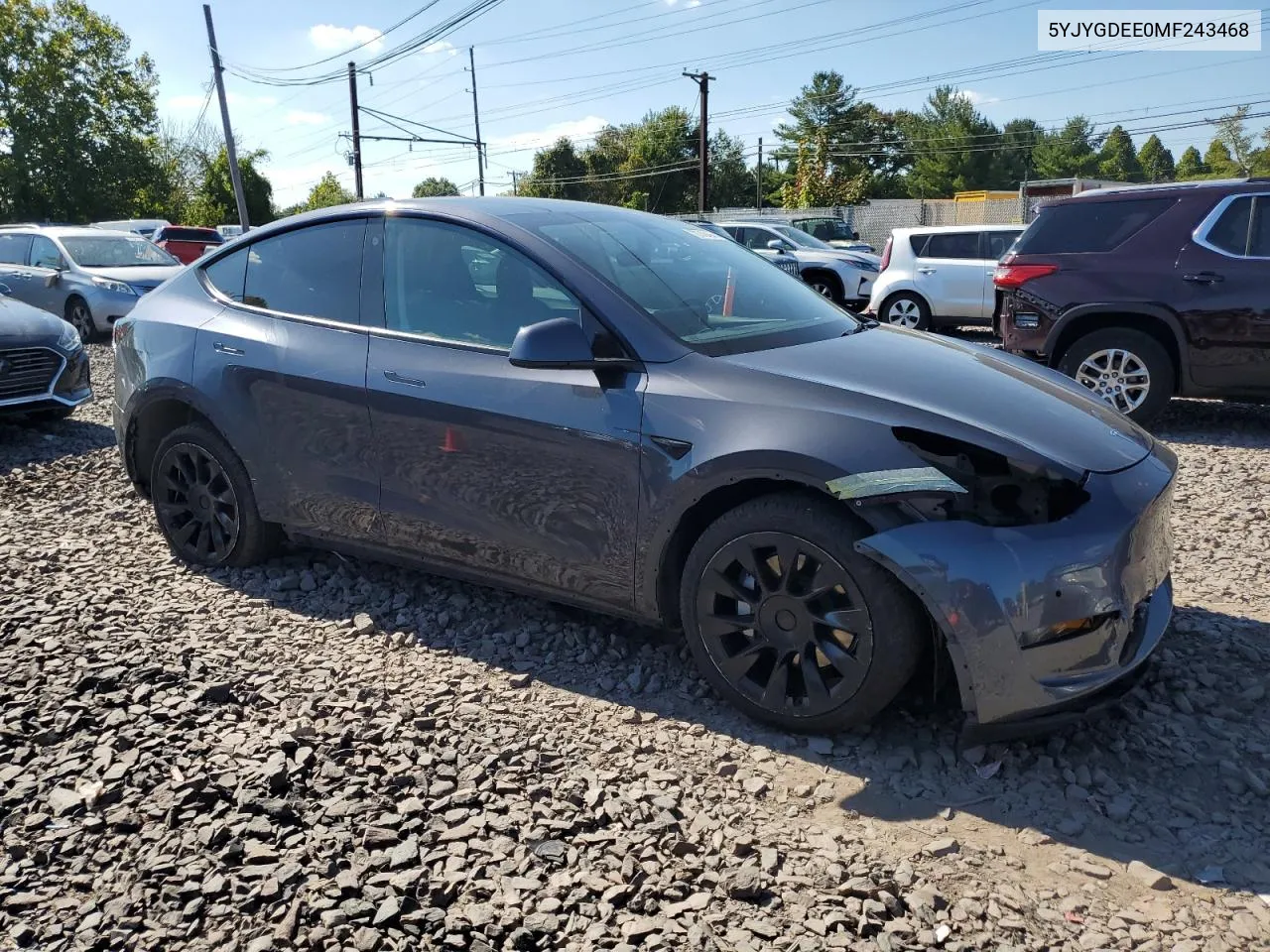 2021 Tesla Model Y VIN: 5YJYGDEE0MF243468 Lot: 70742494