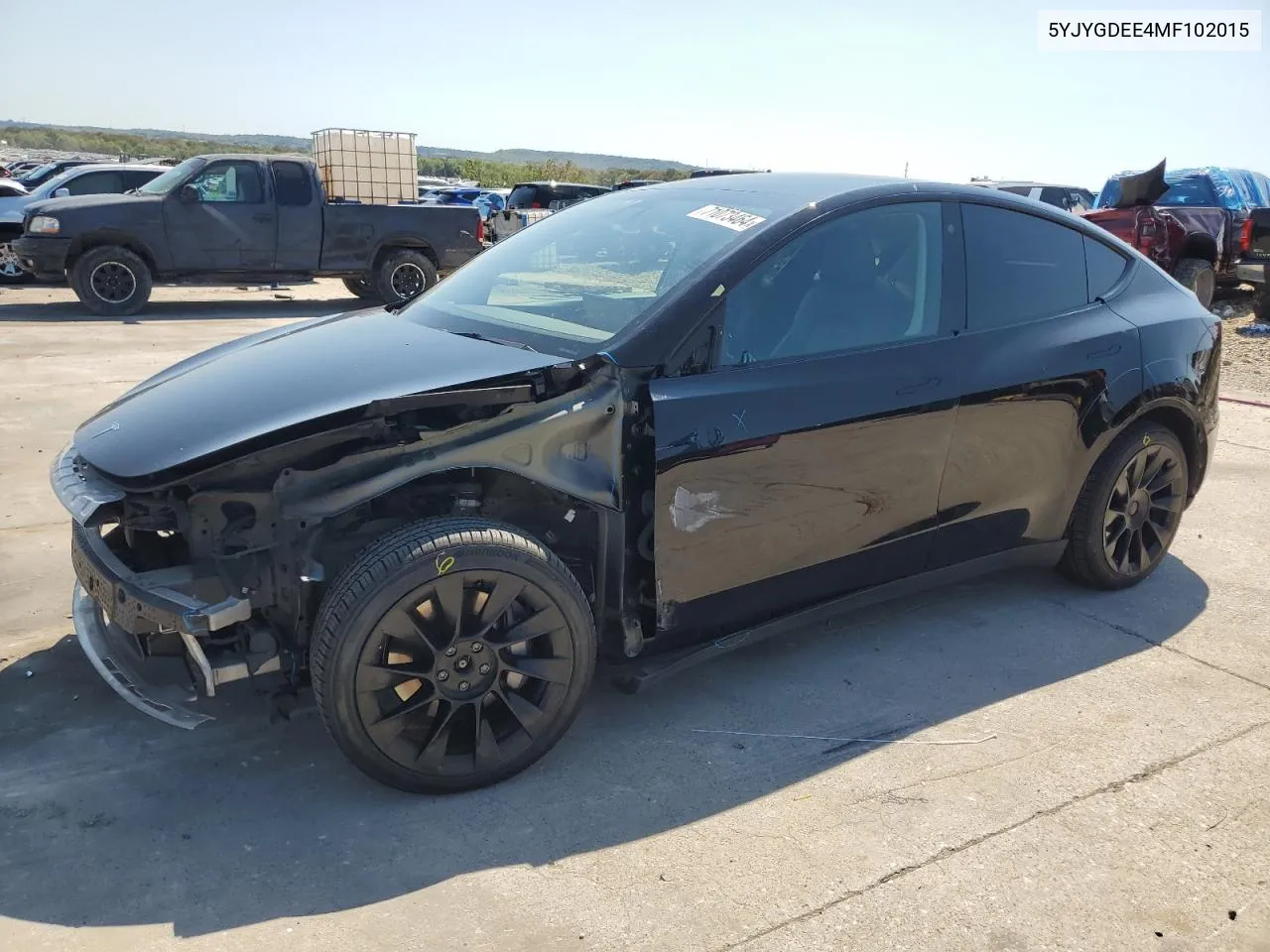 2021 Tesla Model Y VIN: 5YJYGDEE4MF102015 Lot: 71073464