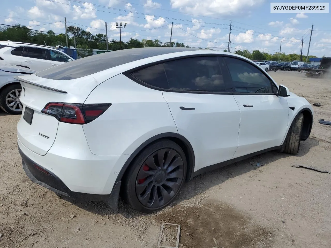 2021 Tesla Model Y VIN: 5YJYGDEF0MF239929 Lot: 71409264