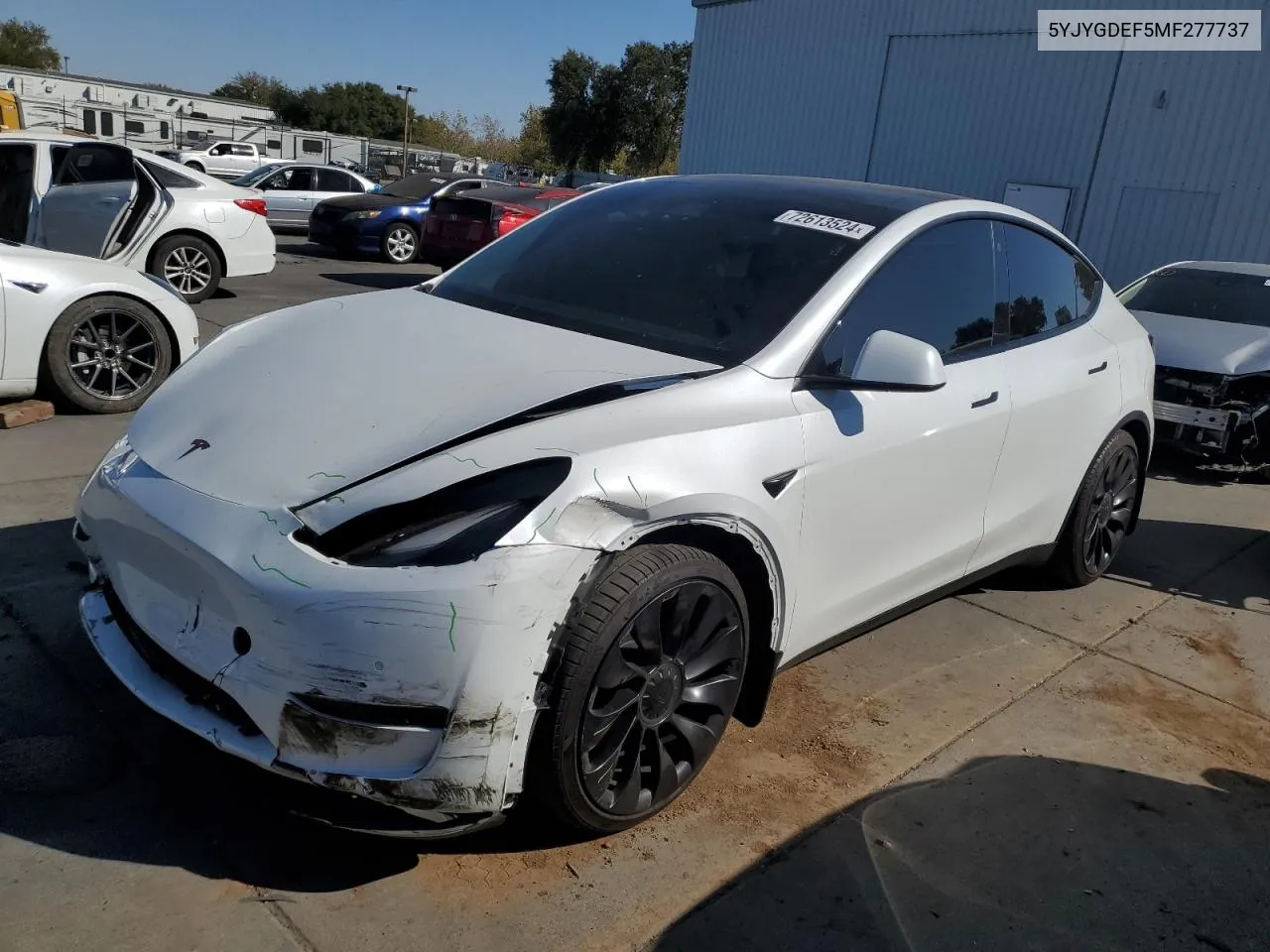 2021 Tesla Model Y VIN: 5YJYGDEF5MF277737 Lot: 72613524